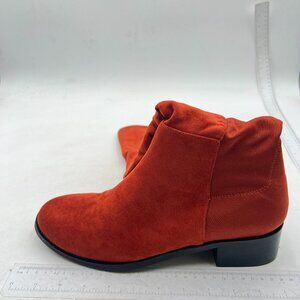 Orange Women Stretchy Pull On Knee High Boots Round Toe Low Heel Long Booties